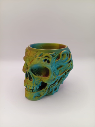 Czaszka 3D “Necro Skull” – designerska doniczka / pojemnik z drukarki 3D | mroczny klimat, holograficzny efekt