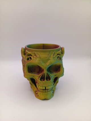 Czaszka 3D “Necro Skull” – designerska doniczka / pojemnik z drukarki 3D | mroczny klimat, holograficzny efekt
