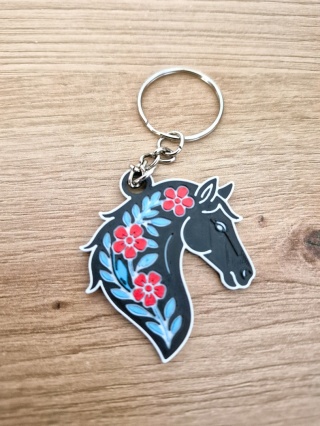 Brelok Koń Kwiatowy 3D
