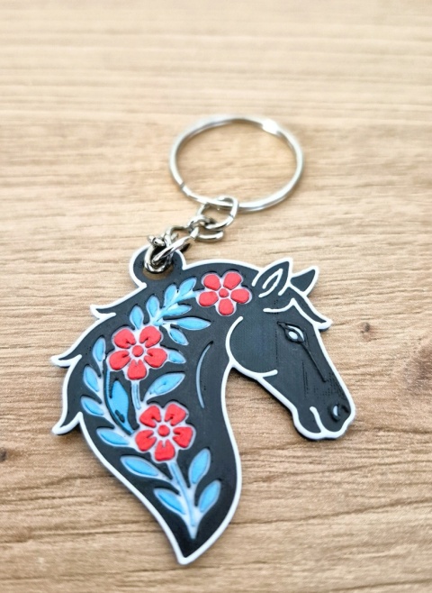 Brelok Koń Kwiatowy 3D